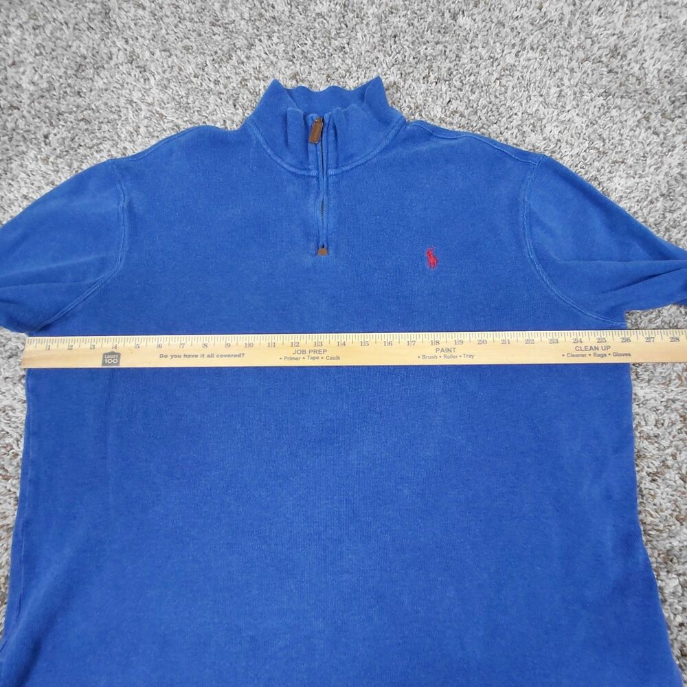 Polo Ralph Lauren Sweater Mens Large Blue 1/4 Zip Pullover Knit Pony Boxy Fit - Picture 5 of 6